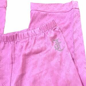 Juicy Couture Satin Pajama Pants Pink Logo Silver Bedazzled Size XL